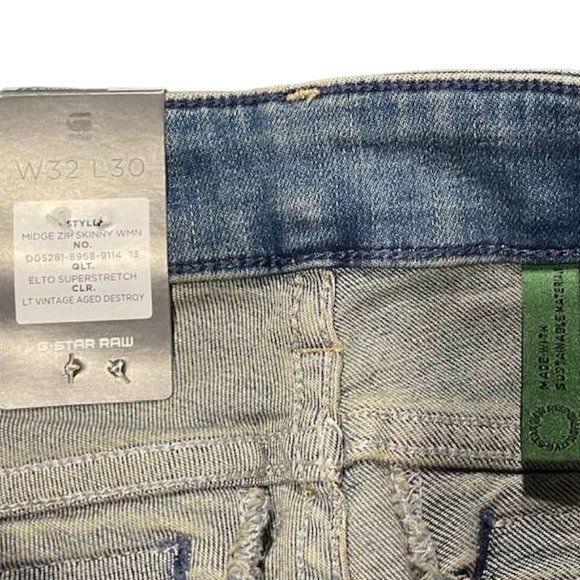 G-Star RAW Midge Zip Skinny Jeans NWT ~ with Back Zipper Pockets - 32W … - Picture 9 of 13